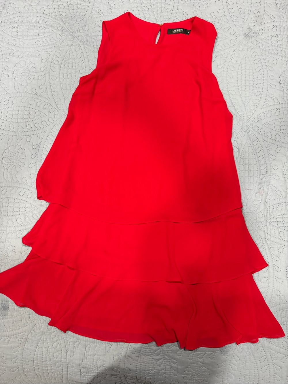 Lauren Ralph Lauren Vibrant Red Tiered Sleeveless Dress
